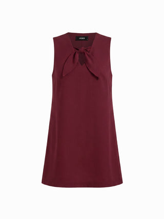 Linen-blend Bowknot Oversized Mini Shift Dress