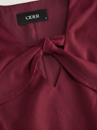 Linen-blend Bowknot Oversized Mini Shift Dress