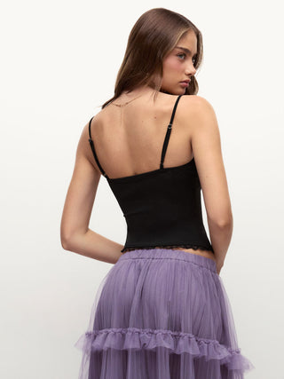 Sweetheart Neck Lace Trim Slim Corset Cami Top