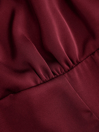 Satin V-neck Drawstring A-line Mini Dress