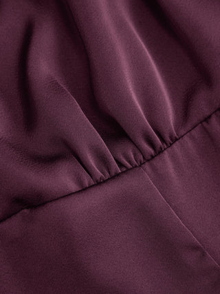 Satin V-neck Drawstring A-line Mini Dress