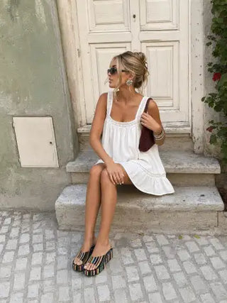 STRIPED PLATFORM WEDGE HEELED SANDALS