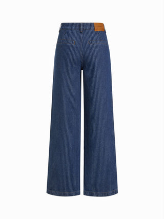 Denim Low Rise Washed Metal Detail Wide Leg Jeans