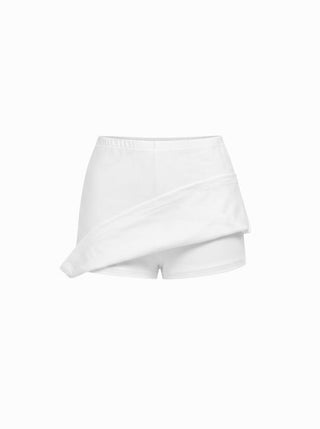 Cotton-blend Low Rise Slit Mini Skirt