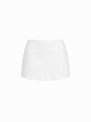 Cotton-blend Low Rise Slit Mini Skirt