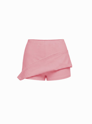 Cotton-blend Low Rise Slit Mini Skirt