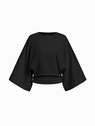 Cotton-blend Batwing Sleeve Oversized Top