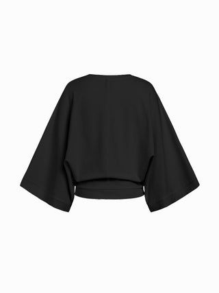 Cotton-blend Batwing Sleeve Oversized Top