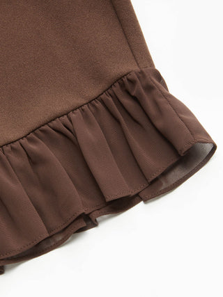 Low Rise Ruffle Hem Capri Pants