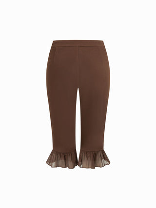 Low Rise Ruffle Hem Capri Pants