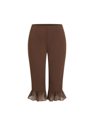 Low Rise Ruffle Hem Capri Pants