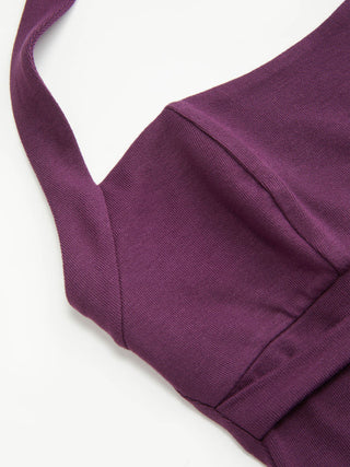 Cotton-blend Halter Neck Metal Detail Crop Tank Top