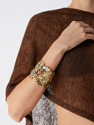 GEMSTONE FLOWER WIDE BRACELET