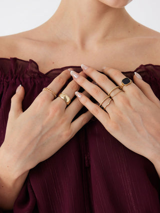 8PCS GEMSTONE & RHINESTONE RING SET