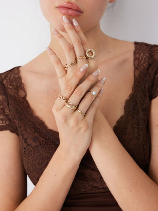 12PCS TURTLE & SNAKE & FAUX PEARL RING SET