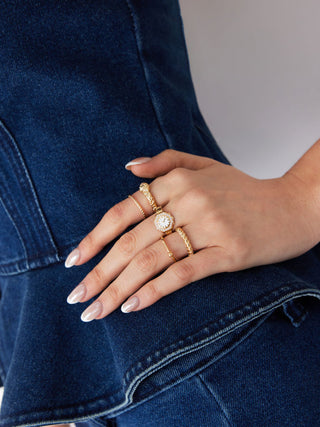 5PCS CLOCK & TWISTED RING SET