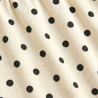 Boat Neck Polka Dot Top & Ruffle Hem Mid Rise Skirt Set