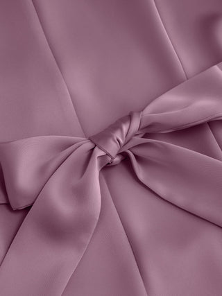 Satin Boat Neck Batwing Sleeve Bowknot Mermaid Maxi Dress
