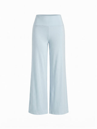 Built-in Bra Square Neck Lace Trim Cami Top & Mid Rise Straight Leg Trousers Loungewear Set