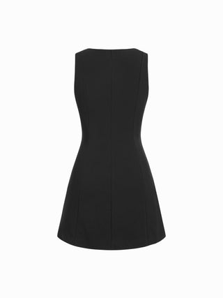 Boat Neck Cut Out A-line Mini Dress