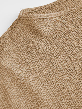 Textured Boat Neck Ruched Asymmetrical Hem Short Sleeve Tee