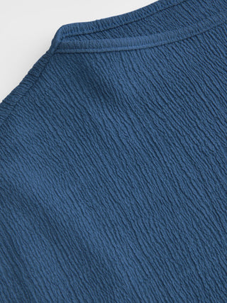 Textured Boat Neck Ruched Asymmetrical Hem Short Sleeve Tee