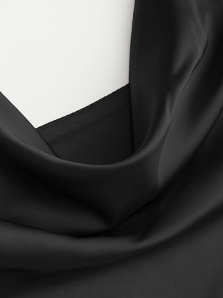 Sheer Boat Neck Cape Top & Satin High Rise Mini Dress Set