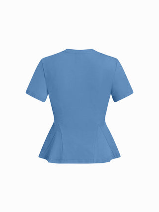 Cotton-blend Short Sleeve Ruffled Hem Tee