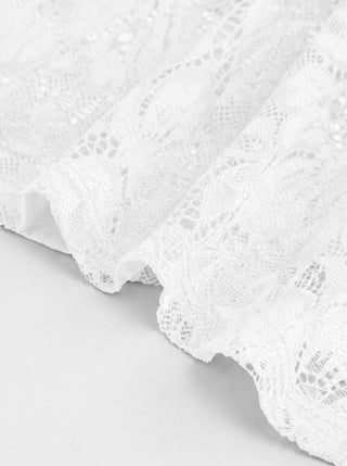 Lace Floral Boat Neck Bell Sleeve Lined Top