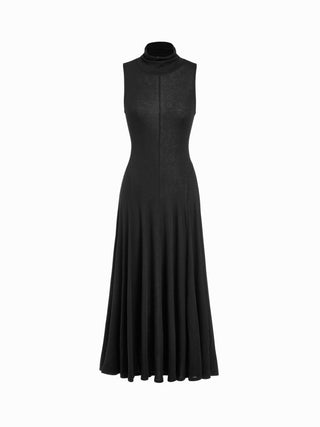 Wool-blend High Neck A-line Maxi Dress