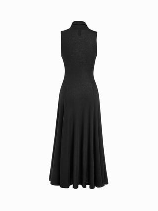 Wool-blend High Neck A-line Maxi Dress