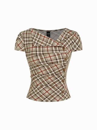 Good Handwriting Plaid Asymmetrical Top