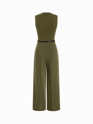 High Neck Sleeveless Jumpsuit with Belt
