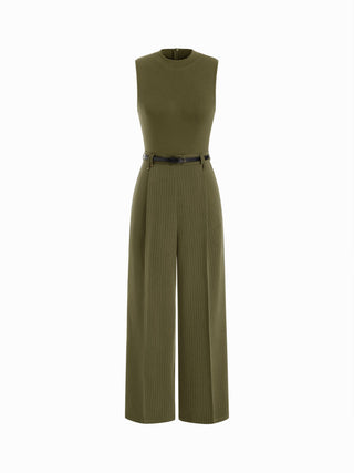 High Neck Sleeveless Jumpsuit with Belt
