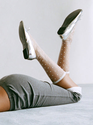 POLKA DOT LACE OVER THE CALF SOCKS