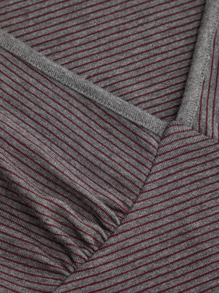 Lyocell-blend Striped V-neck Cloak Sleeve Ruched Tie Back Top