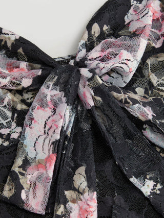 Lace Floral Sweetheart Tiered Mini Dress