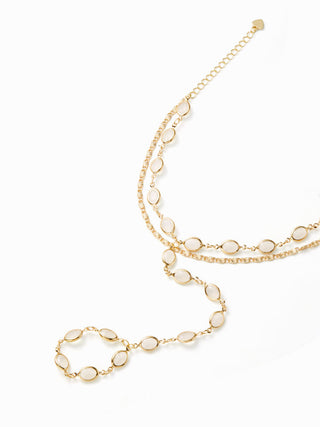 OVAL RESIN LAYERED HAND CHAIN BRACELET
