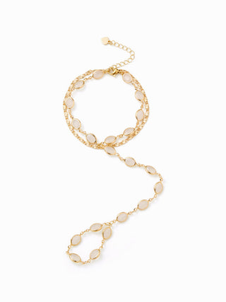 OVAL RESIN LAYERED HAND CHAIN BRACELET