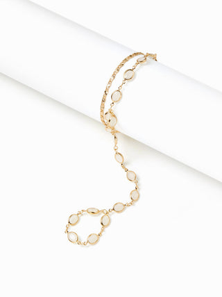 OVAL RESIN LAYERED HAND CHAIN BRACELET