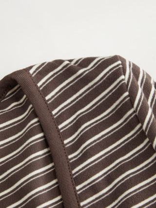 Striped V-neck Long Sleeve Top & Low Rise Shorts Loungewear Set