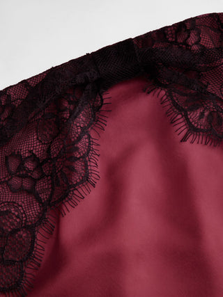Satin Strapless Lace Panel Tie Back Bandeau Top