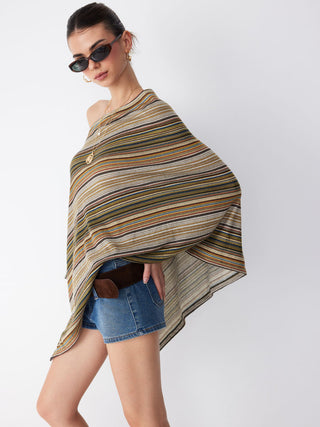 STRIPED KNITTED CAPE