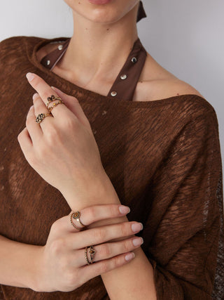 7PCS RESIN & TWISTED RING SET