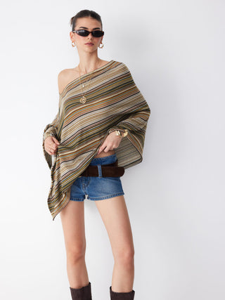 STRIPED KNITTED CAPE