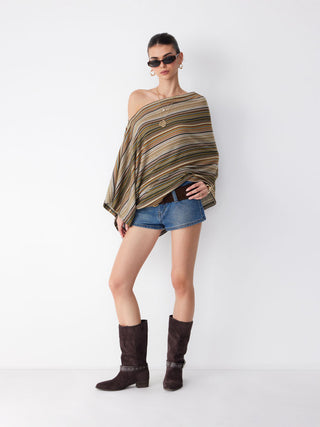 STRIPED KNITTED CAPE