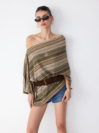 STRIPED KNITTED CAPE