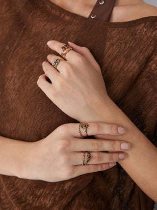 7PCS RESIN & TWISTED RING SET