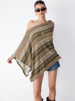 STRIPED KNITTED CAPE