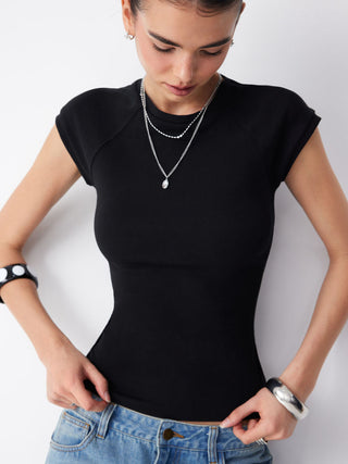 Cotton-blend High Stretch Raglan Sleeve Tee